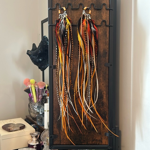 Indigenous Jewelry - Beaded Blends Feather and Beaded Hoop Earrings